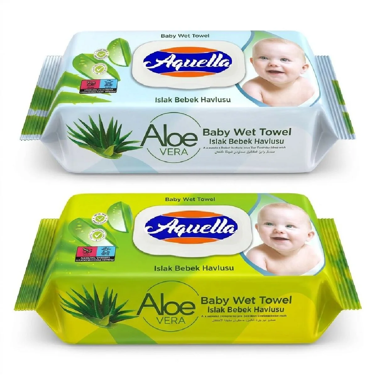 Nedves baba törlőkendő 120 db Aloe Vera kivonattal, FlipTop AQU.BALOE.120.M