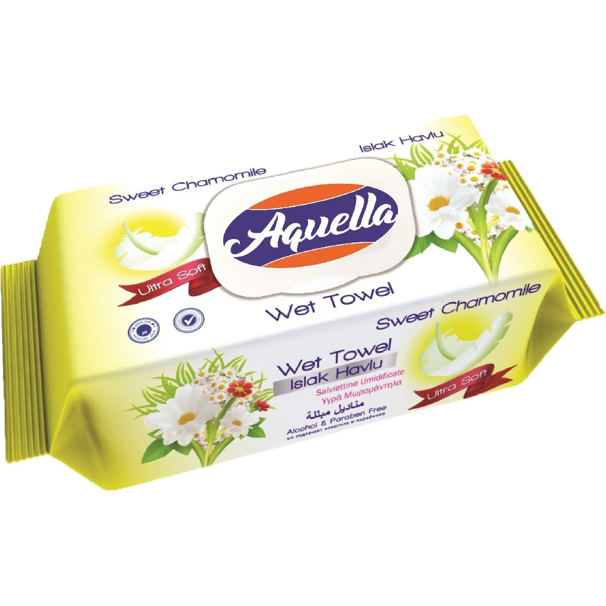 Nedves törlőkendő 100 db PH 5.5 Ultra puha-Kamilla illattal FLIPTOP AQU.BCF.100
