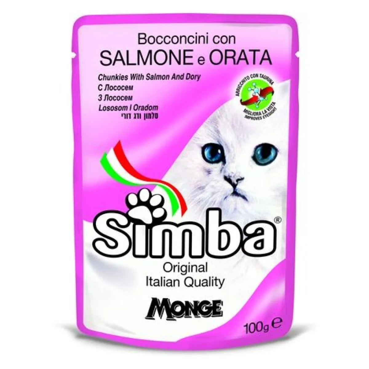 MONGE SIMBA Cat salmon and dory 100g alutasak felnőtt macskáknak lazaccal és tengeri sügérrel