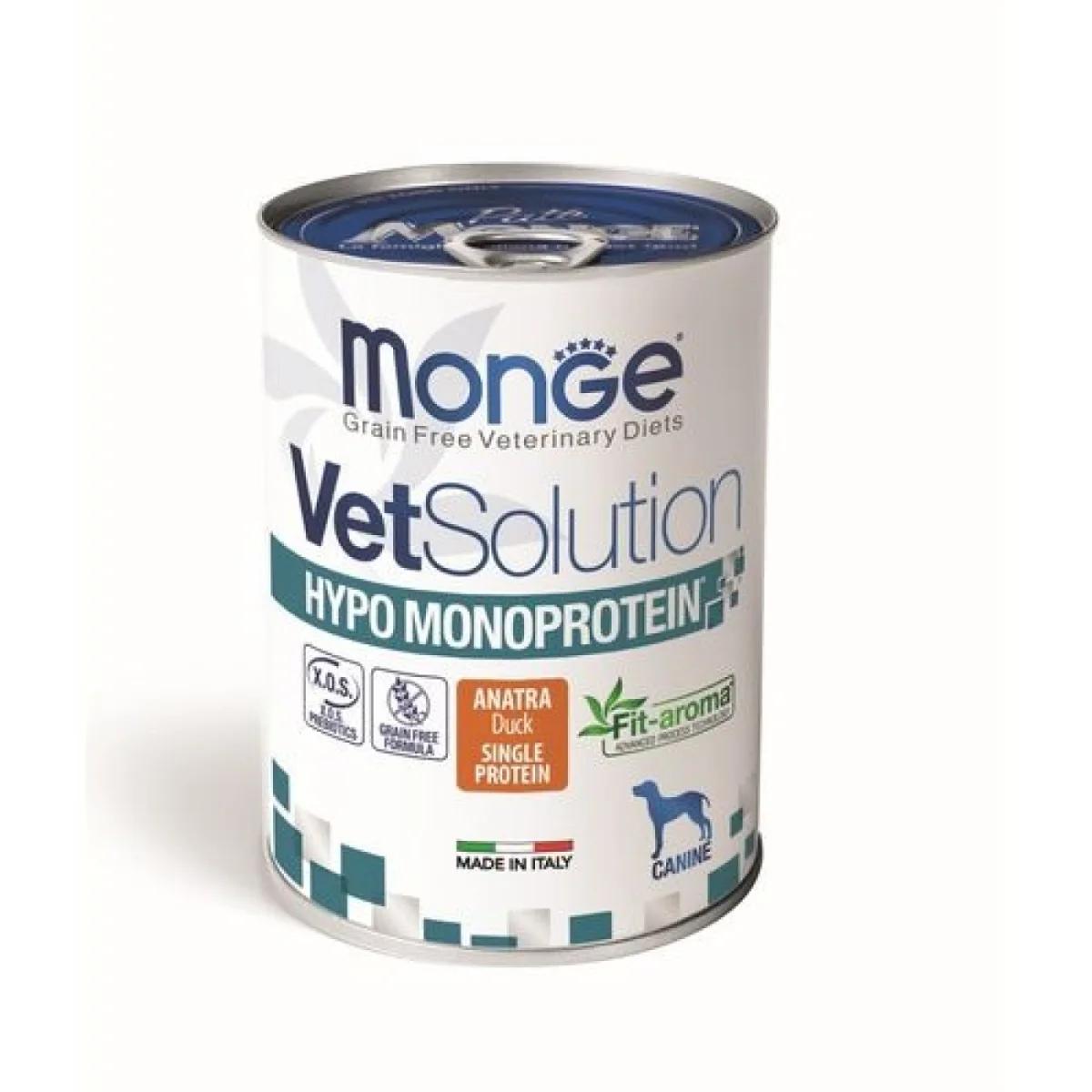 MONGE VetSolution Hypo Monoprotein Duck 400g kacsás diétás pástétom kutyáknak az összetevő- és tápanyag-intolerancia csökkentésére