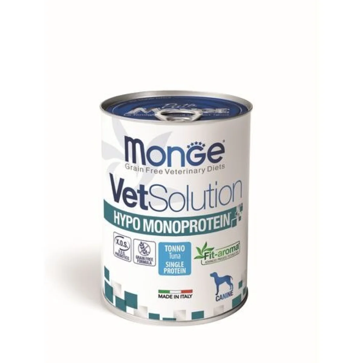 MONGE VetSolution Hypo Monoprotein Tuna 400g tonhalas diétás pástétom kutyáknak az összetevő- és tápanyag-intolerancia csökkentésére