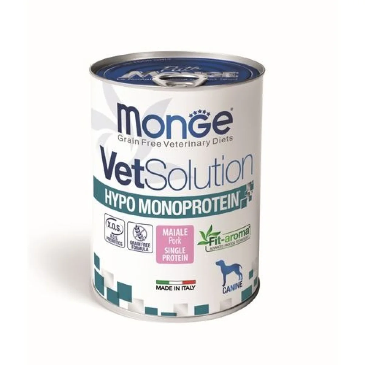 MONGE VetSolution Hypo Monoprotein Pork 400g diétás pástétom sertéssel kutyáknak az összetevő- és tápanyag-intolerancia csökkentésére