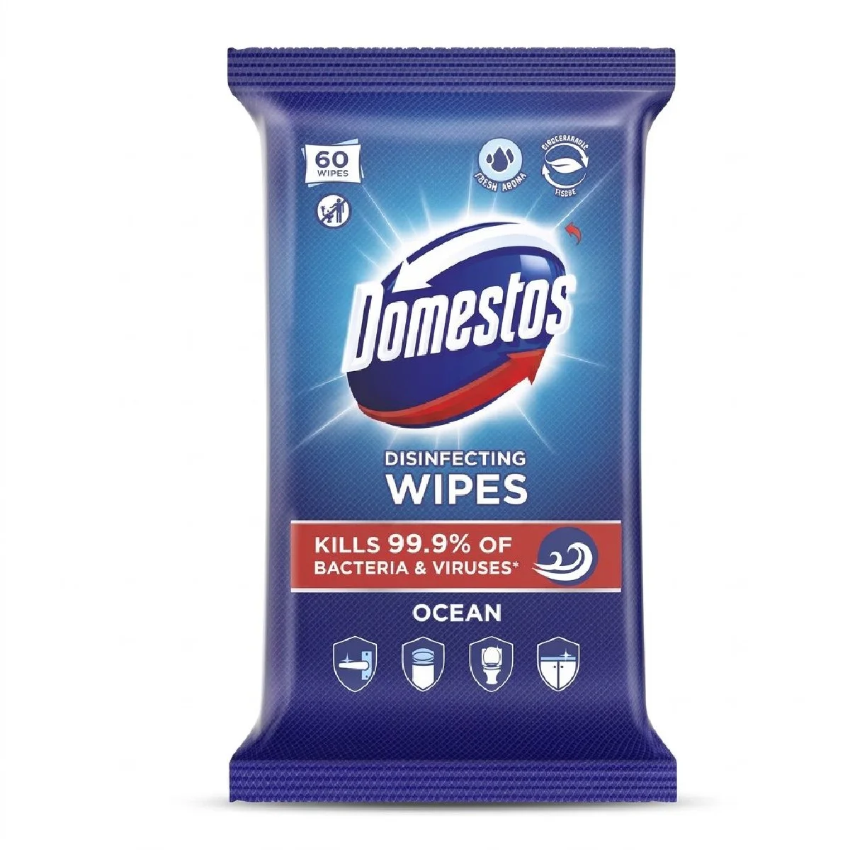 Domestos Törlőkendő 60 db-os higiénikus Ocean (kék) 6/#