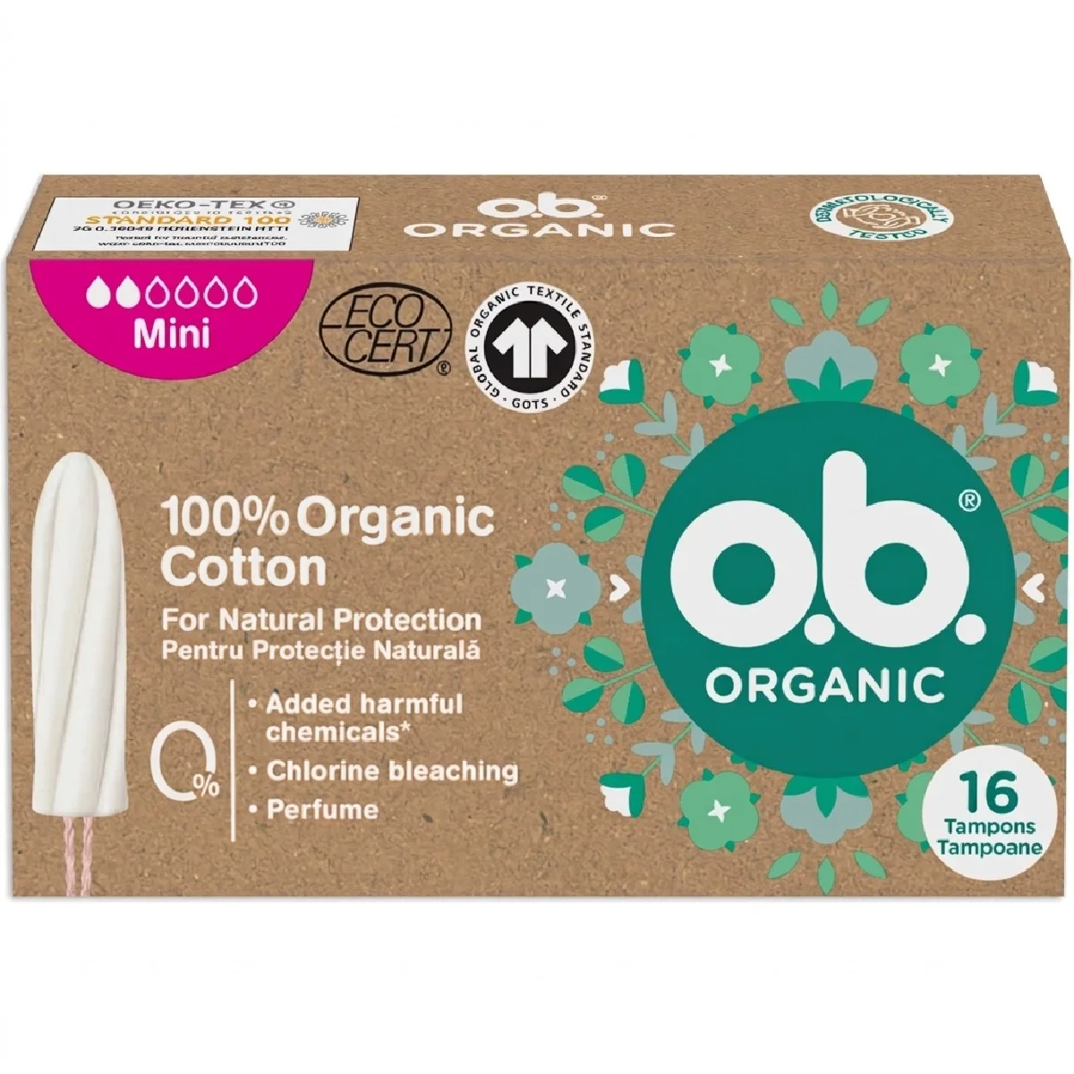 tampon egészségügyi 16 db-os ORGANIC mini