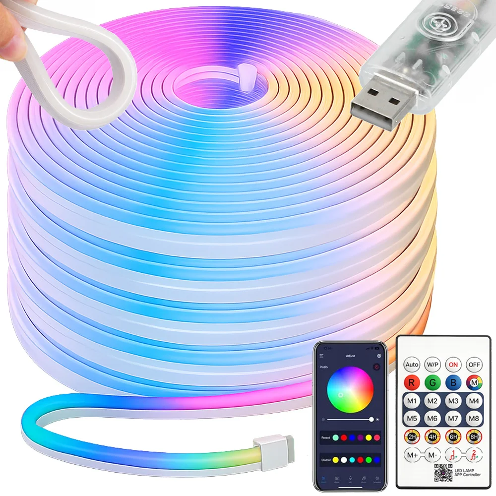 Neon LED szalag 10m RGB Bluetooth távirányító alka