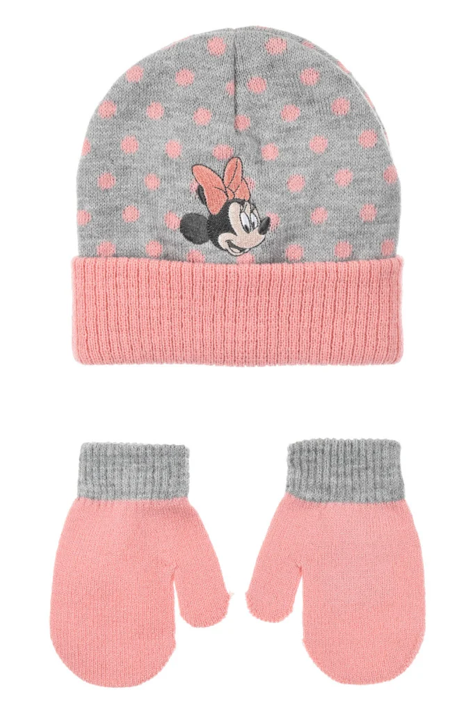 Disney Minnie Dots Grey baba sapka + kesztyű szett 48 cm