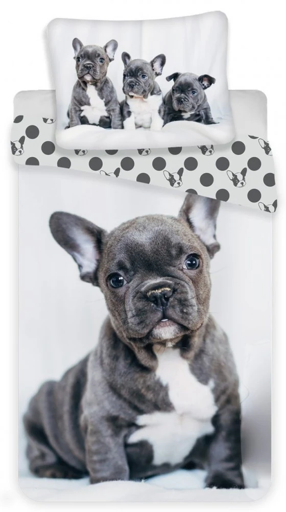Kutyás French Bulldogs Black ágyneműhuzat 140×200cm, 70×90 cm